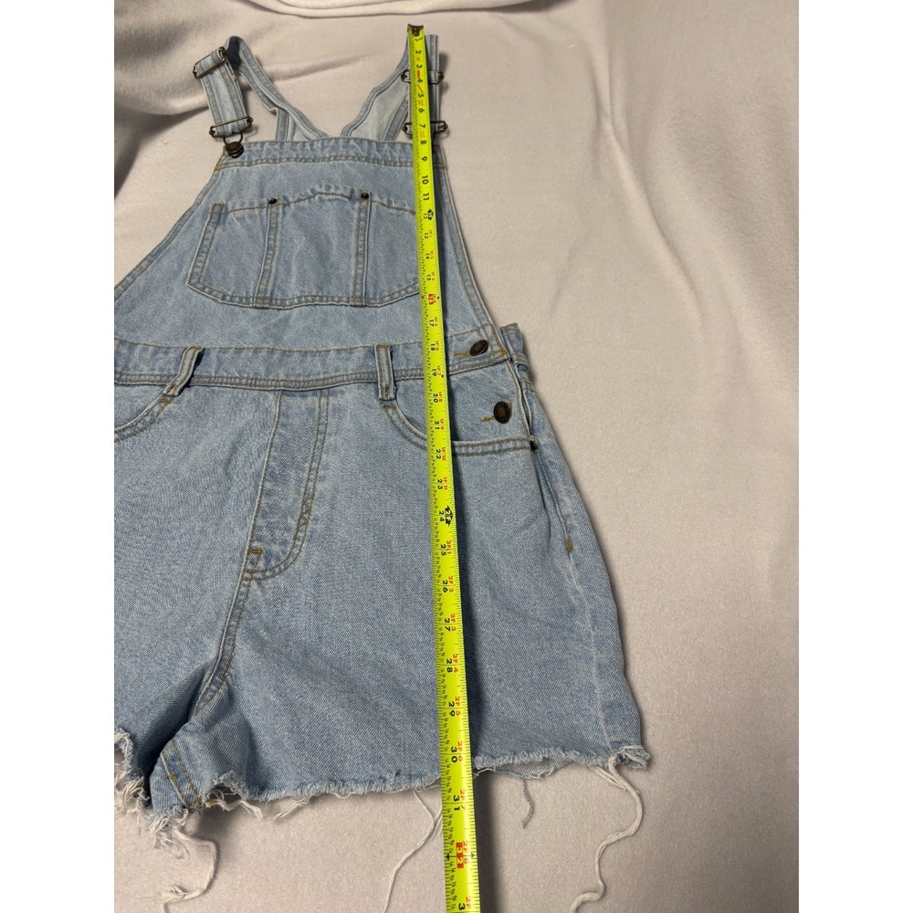 Nasty Gal Womens 6 Denim Shortalls Light Blue Raw Hem Distressed Overalls UK 10 - Picture 4 of 6
